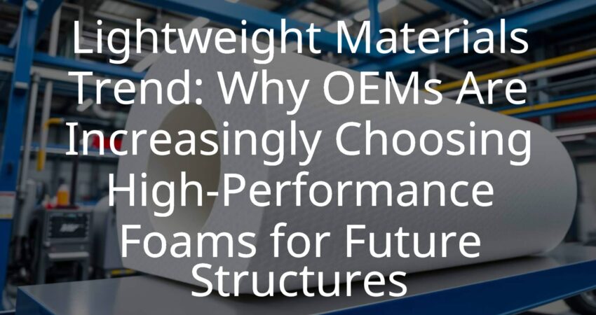 High-performance structural foam core in a lightweight composite material, industrial manufacturing setting, advanced engineering, blue and silver tones, realistic.