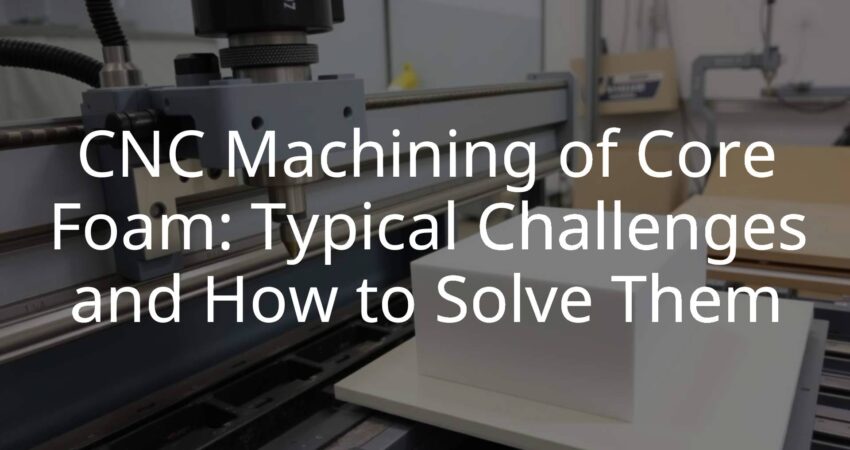 CNC machine milling a foam core block, industrial setting, precise tooling, clean cut surface, engineering workshop, realistic.
