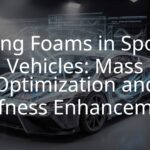 High-performance sports car chassis with structural foam core integration, advanced composite materials, sleek design, engineering diagram overlay, modern and technical vibe.