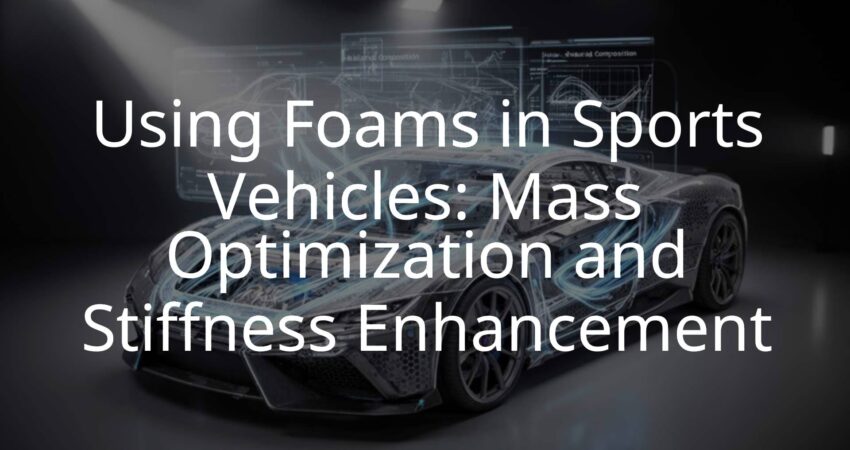 High-performance sports car chassis with structural foam core integration, advanced composite materials, sleek design, engineering diagram overlay, modern and technical vibe.