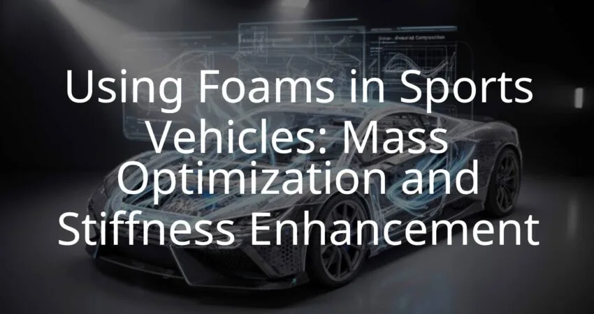 High-performance sports car chassis with structural foam core integration, advanced composite materials, sleek design, engineering diagram overlay, modern and technical vibe.