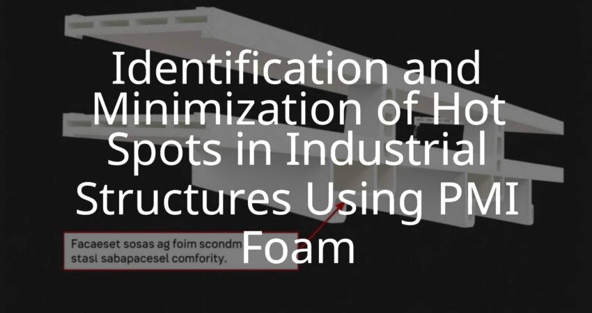 Industrial composite structure with highlighted stress points, ROHACELL® PMI foam core, technical illustration style, clean and precise.